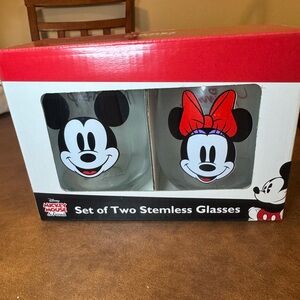 NWT Disney Mickey & Friend set of two stemless glasses. 14.05 oz.